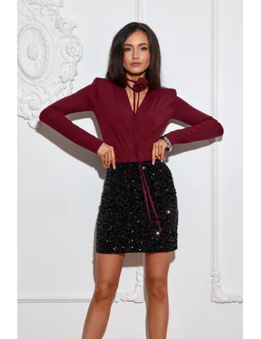 Olivia - figurbetonter Minirock mit glitzernden Pailletten in Schwarz | Roco Fashion