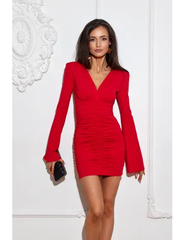 Amoura - figurbetontes rotes Mini Kleid mit eleganter Raffung | Roco Fashion