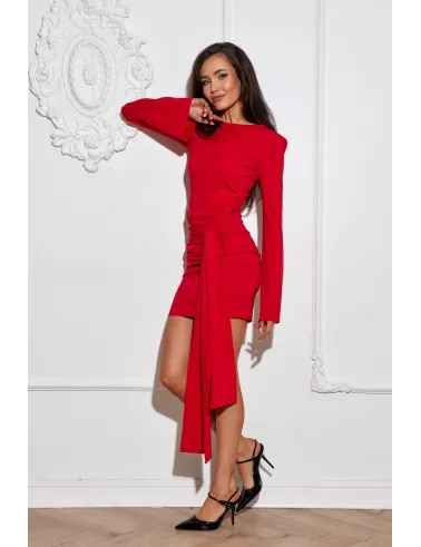 Nevira - Minikleid mit Drapierung und Bindeschleife in Rot | Roco Fashion