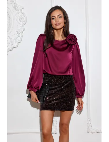 Olivia - dopasowana spódniczka mini z połyskującymi cekinami w kolorze ciemnego brązu | Roco Fashion