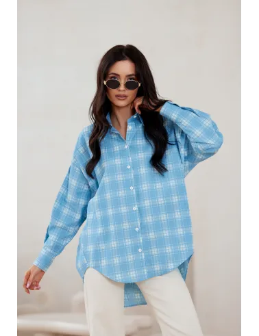 Olly - oversize’owa koszula z przedłużonym tyłem | Roco Fashion