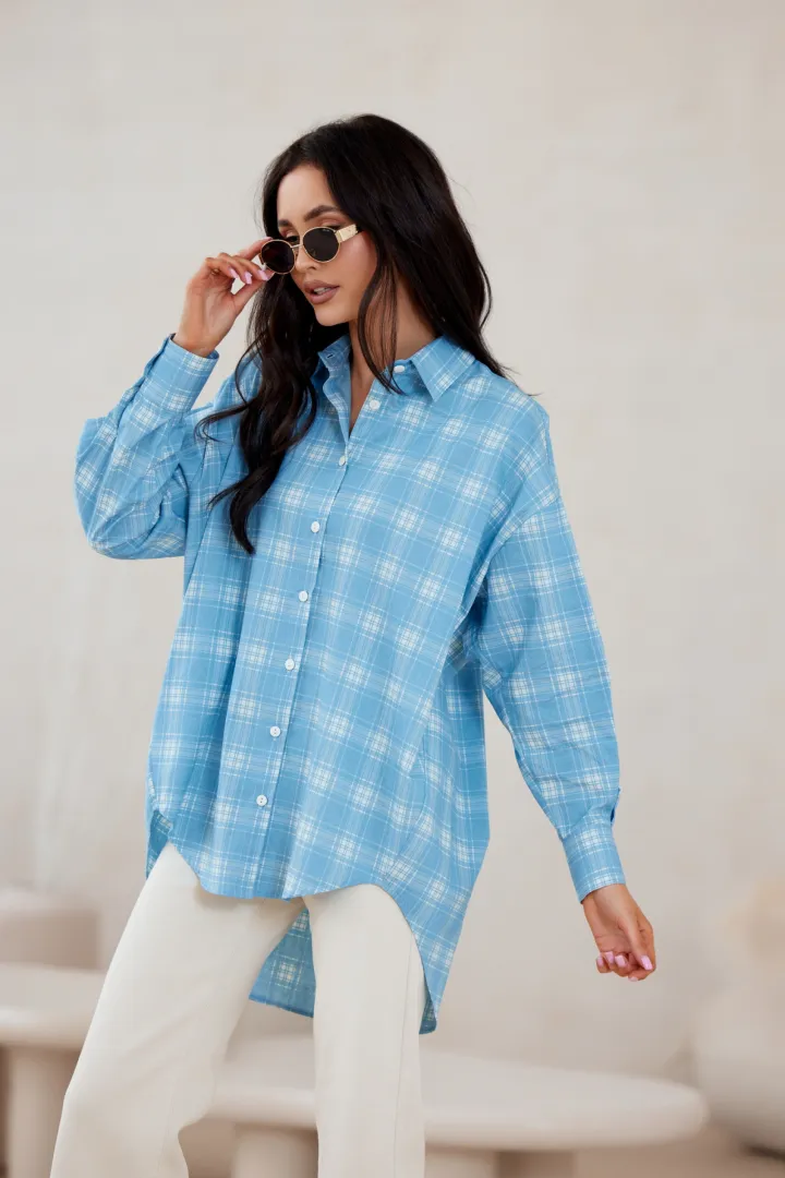 Olly - Oversize Damenhemd mit Longline-Silhouette und klassischem Kragen A30