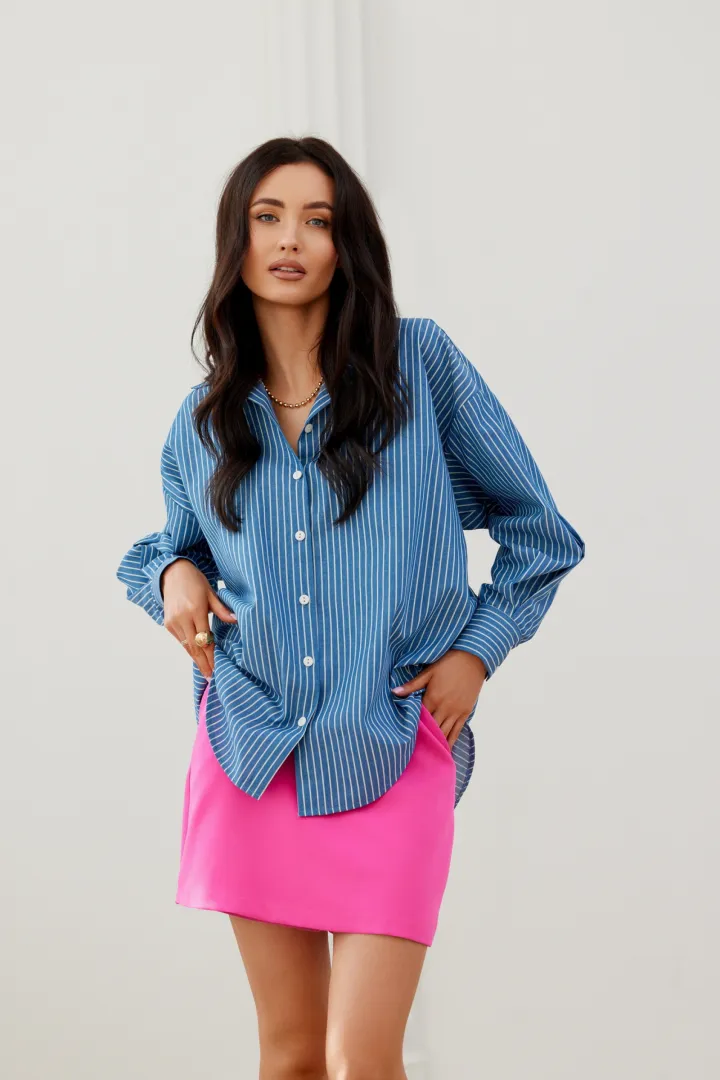 Olly - Oversize Damenhemd mit Longline-Silhouette und klassischem Kragen A28