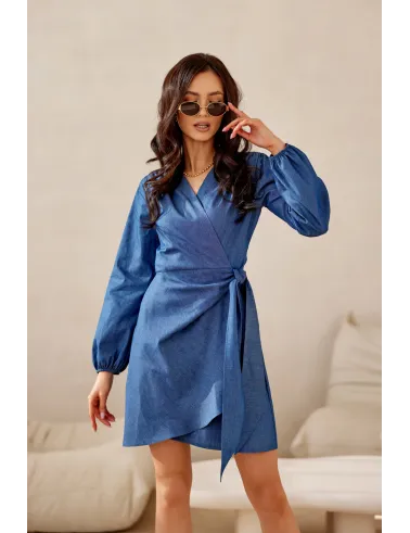 Vika - elegantes Mini-Kleid im Cache-Coeur-Stil mit dekorativer Bindung | Roco Fashion