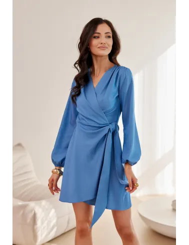 Florence - krótka sukienka kopertowa z wiązaniem J05 | Roco Fashion