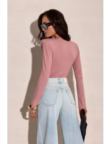 Diana - body z kopertowym dekoltem i wiązaną różą | Roco Fashion