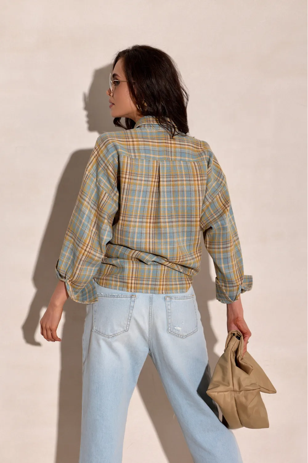 Salina – oversize koszula w kratę z długim rękawem | Roco Fashion