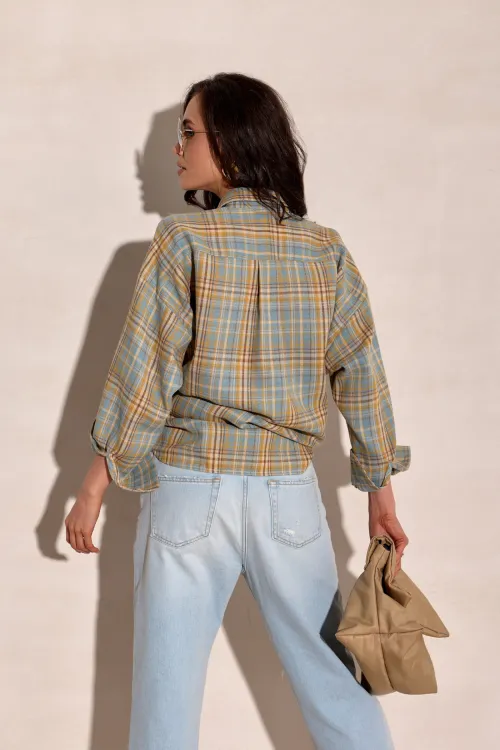 Salina - oversize koszula w kratę z długim rękawem A51