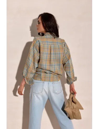 Salina – oversize koszula w kratę z długim rękawem | Roco Fashion