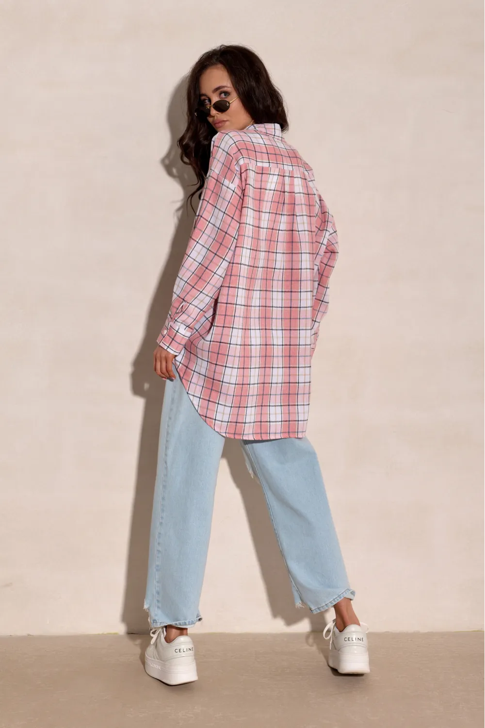 Salina – oversize koszula w kratę z długim rękawem | Roco Fashion