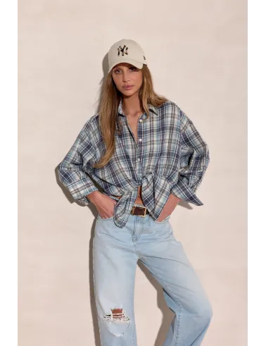 Salina – oversize koszula w kratę z długim rękawem | Roco Fashion