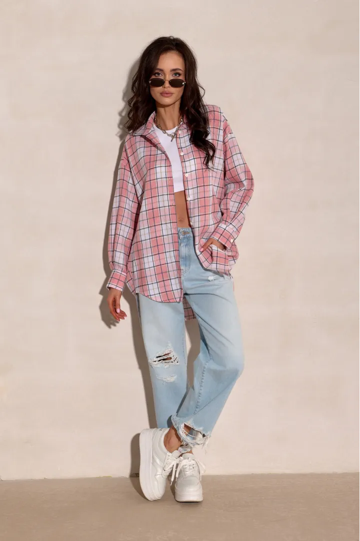 Salina - Oversize Karohemd mit modernem Schnitt und langen Ärmeln A49