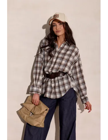 Salina - oversize koszula w kratę z długim rękawem | Roco Fashion