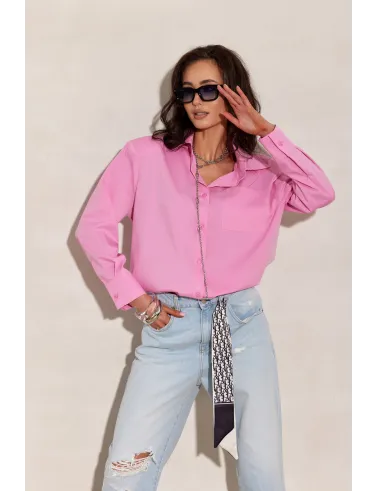 Calista – elegante Damenbluse mit langen Ärmeln in Hellmagenta | Roco Fashion