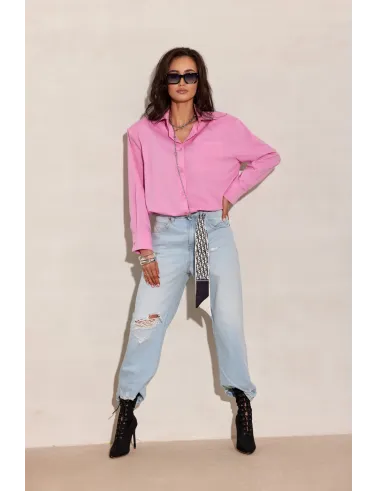 Calista – koszula z długim rękawem i klasycznym kołnierzem jasny amarant | Roco Fashion