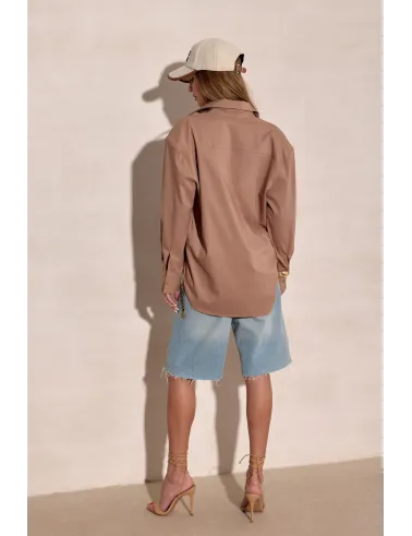 Calista – elegante Damenbluse in Camel mit langen Ärmeln und klassischem Kragen | Roco Fashion