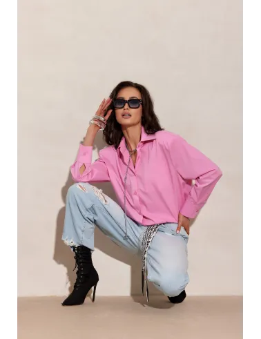 Calista – koszula z długim rękawem i klasycznym kołnierzem jasny amarant | Roco Fashion