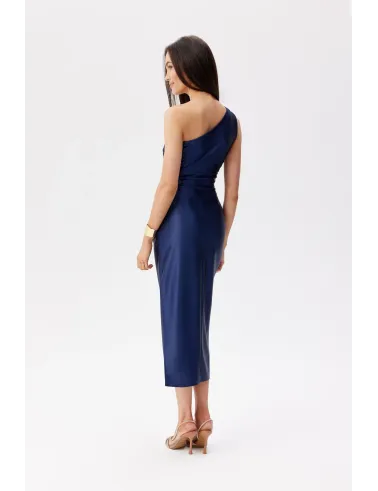 Elen – granatowa sukienka satynowa midi | Roco Fashion