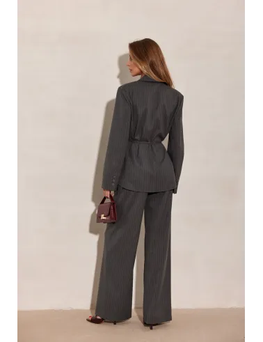 Anette – elegante Palazzo-Hose mit High Waist und weitem Bein in Grau | Roco Fashion