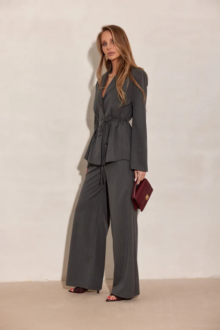 Anette - elegante Palazzo-Hose mit High Waist und weitem Bein in Grau