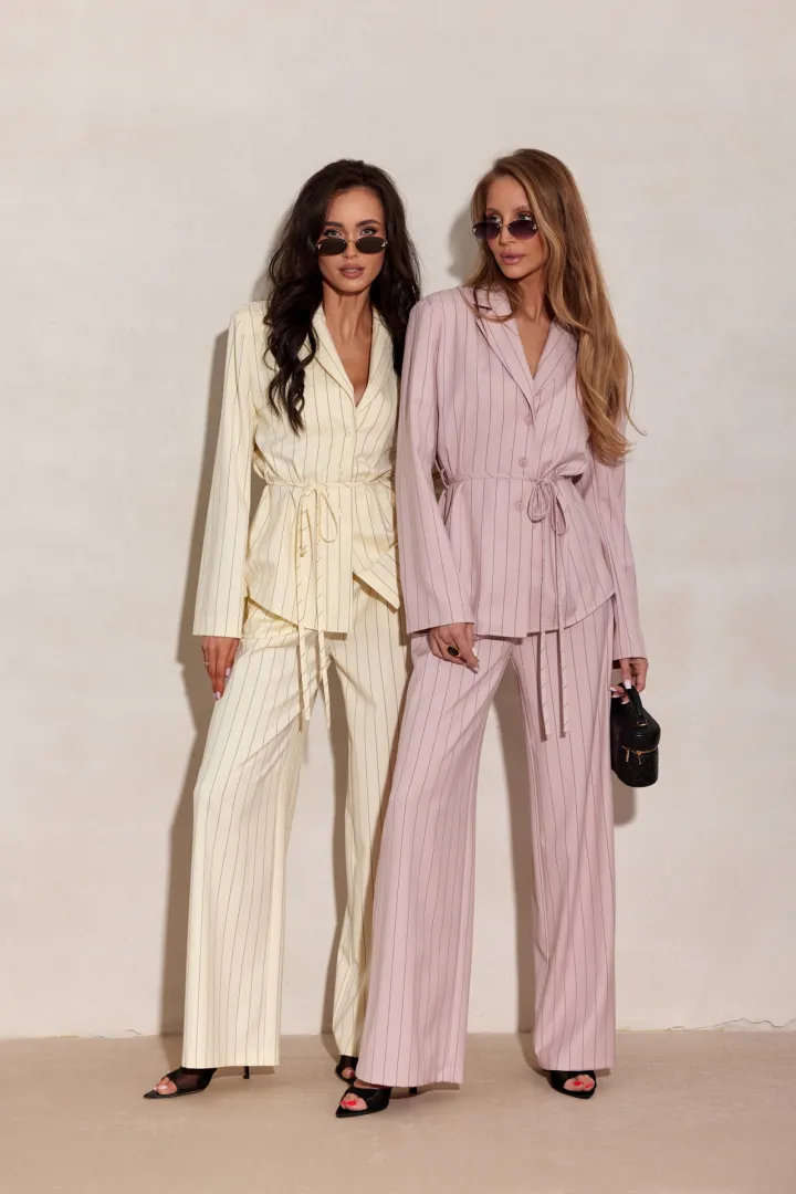 Anette - elegante Palazzo-Hose mit High Waist und weitem Bein in Gelb