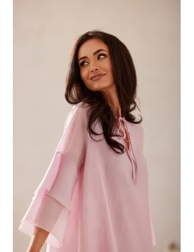 Beatrice – Elegantes Mini-Kleid mit Volants und Taillenbindung in Rosa | Roco Fashion