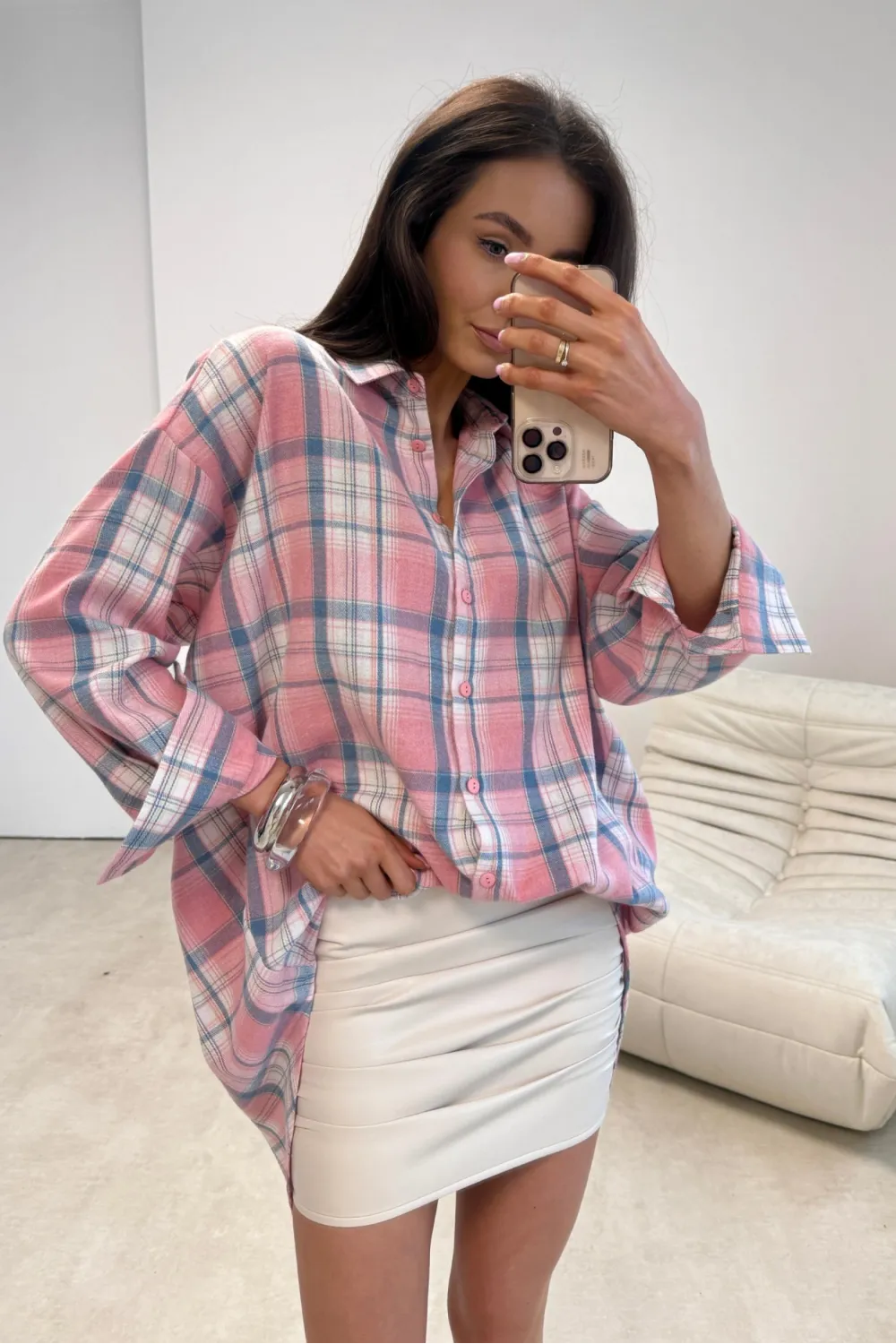 Salina – oversize koszula w kratę z długim rękawem damska, styl casual | Roco Fashion