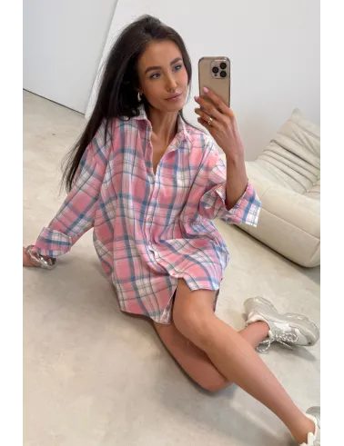 Salina – oversize koszula w kratę z długim rękawem damska, styl casual | Roco Fashion