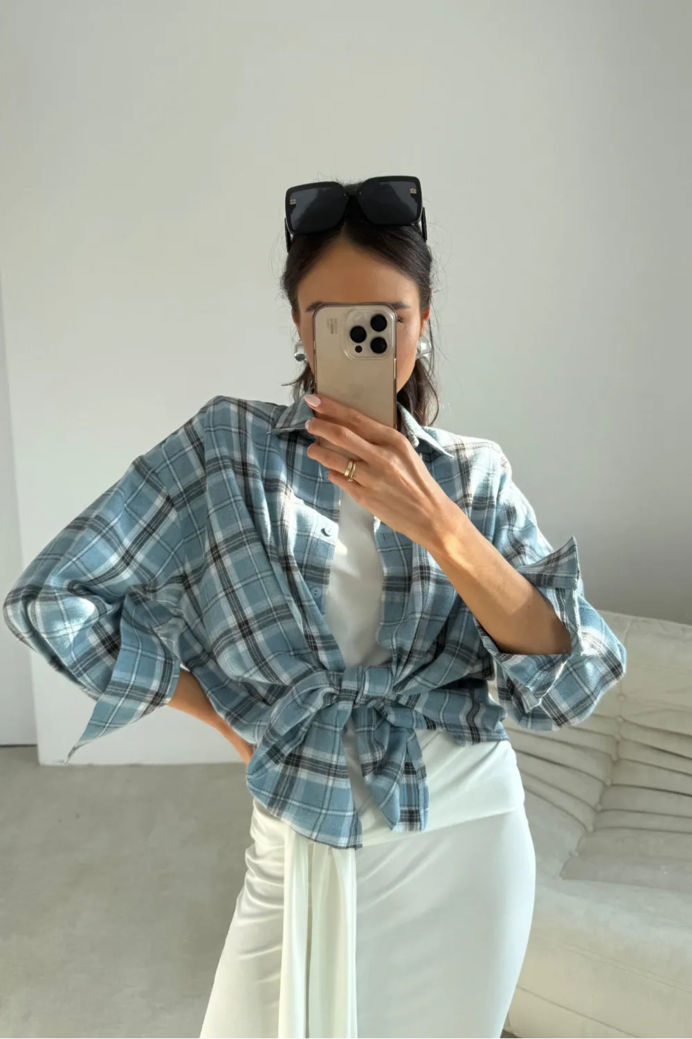 Salina – oversize koszula w kratę z długim rękawem damska, styl casual | Roco Fashion