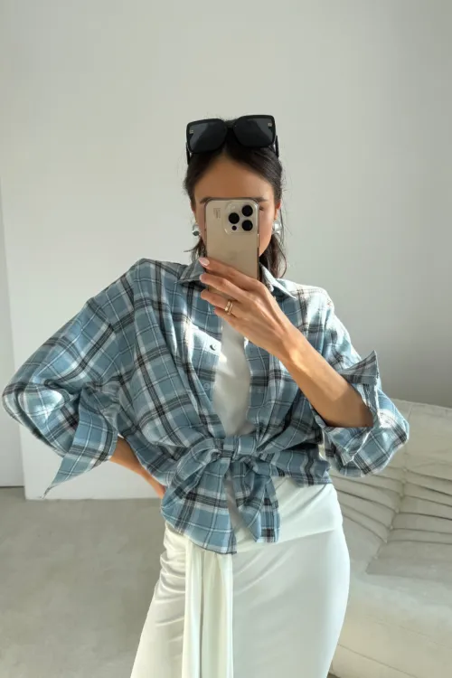 Salina – oversize koszula w kratę z długim rękawem damska, styl casual | Roco Fashion