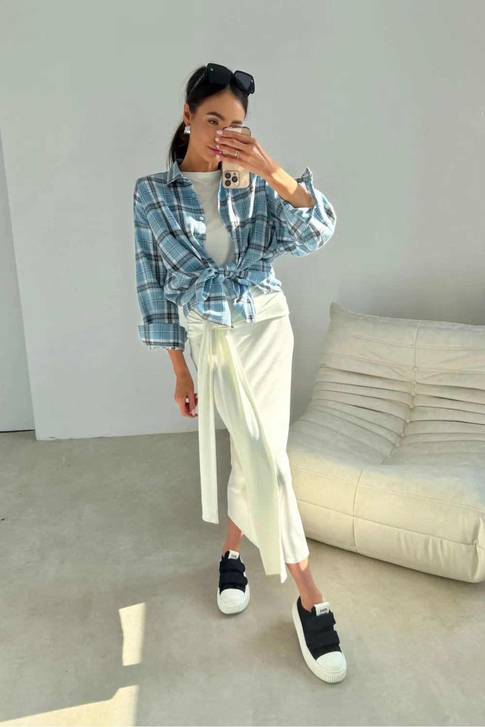 Salina – oversize koszula w kratę z długim rękawem damska, styl casual | Roco Fashion