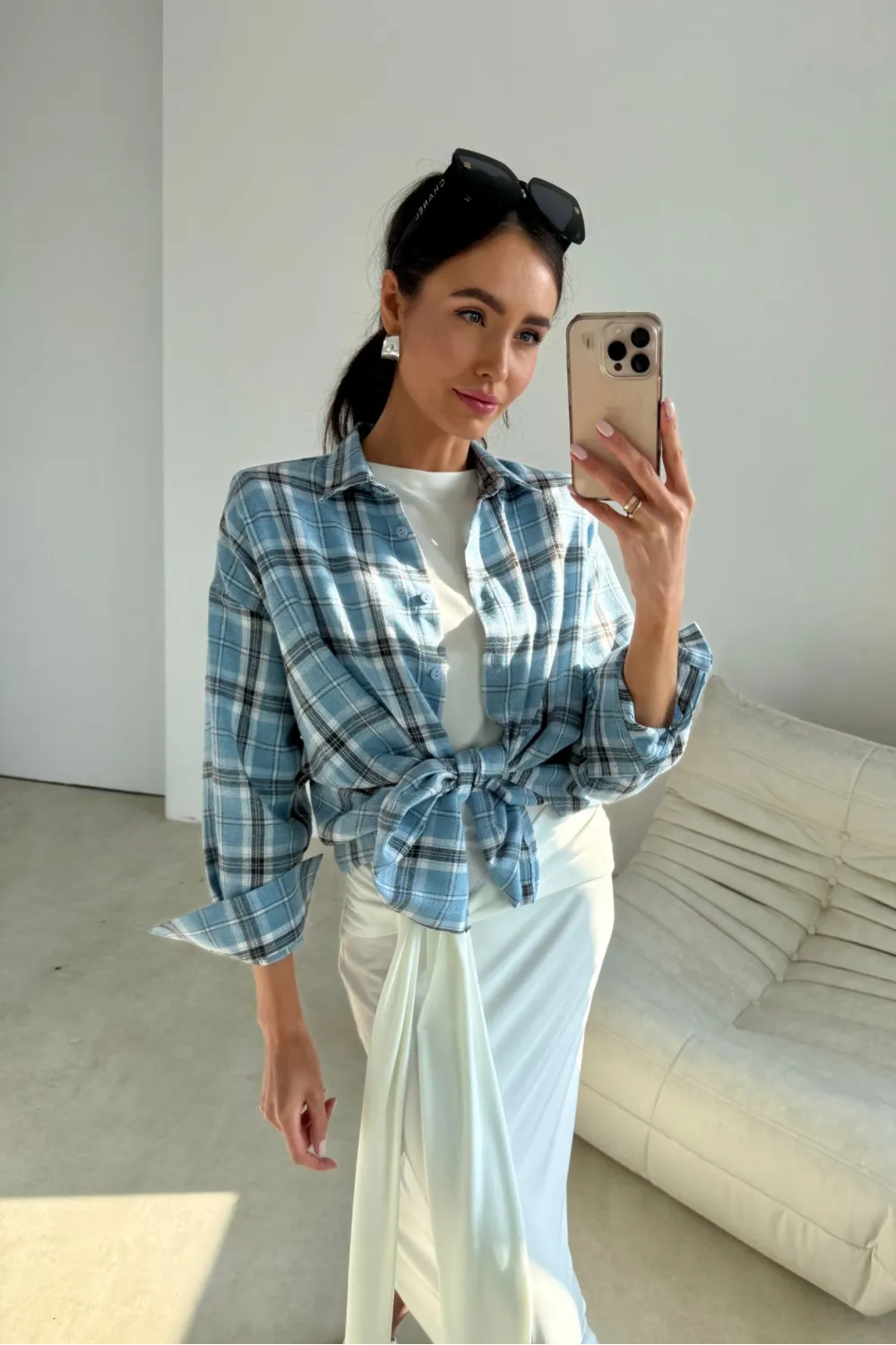 Salina – oversize koszula w kratę z długim rękawem damska, styl casual | Roco Fashion