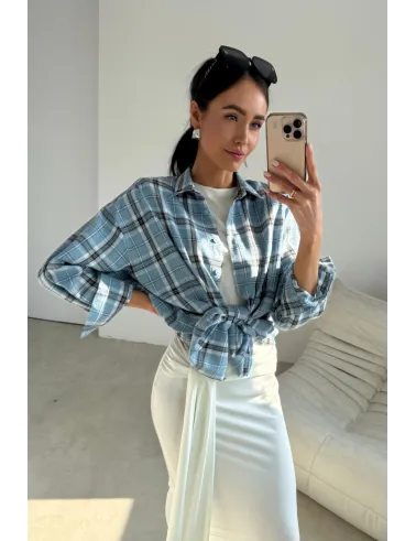 Salina – oversize koszula w kratę z długim rękawem damska, styl casual | Roco Fashion