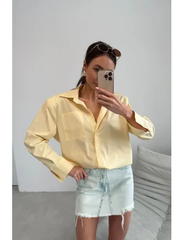 Calista – Elegante Damenbluse mit langen Ärmeln & klassischem Kragen in Gelb | Roco Fashion