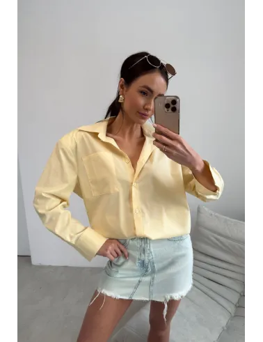 Calista – Elegante Damenbluse mit langen Ärmeln & klassischem Kragen in Gelb | Roco Fashion