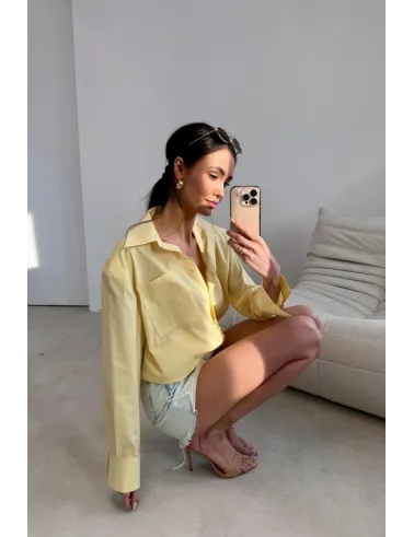 Calista – Elegante Damenbluse mit langen Ärmeln & klassischem Kragen in Gelb | Roco Fashion