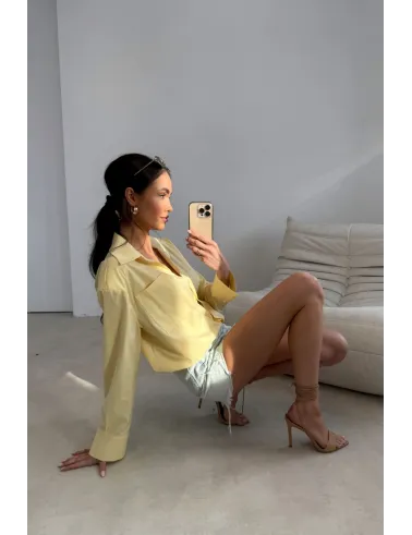 Calista – Elegante Damenbluse mit langen Ärmeln & klassischem Kragen in Gelb | Roco Fashion