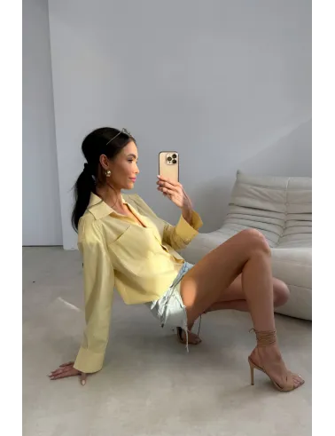 Calista – Elegante Damenbluse mit langen Ärmeln & klassischem Kragen in Gelb | Roco Fashion