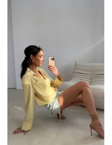 Calista – Elegante Damenbluse mit langen Ärmeln & klassischem Kragen in Gelb | Roco Fashion