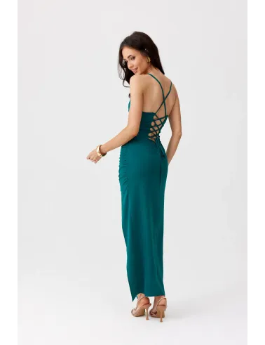 Aria – zielona sukienka midi z wiązaniem na plecach | Roco Fashion