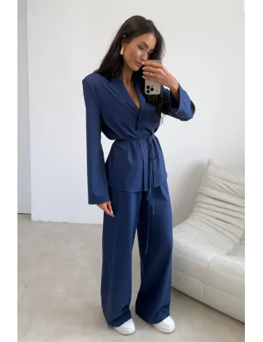 Anette – eleganckie spodnie z wysokim stanem i szeroką nogawką jeansowe | Roco Fashion