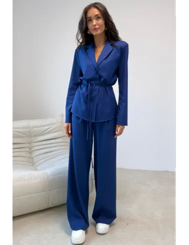 Anette – elegante Palazzo-Hose mit High Waist und weitem Bein in Jeansblau | Roco Fashion