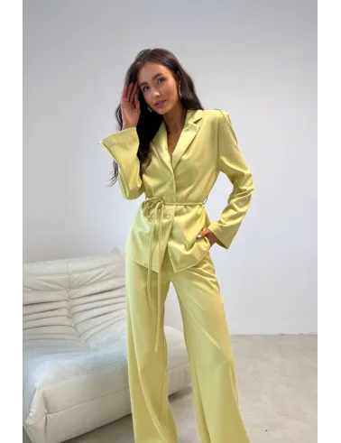 Anette – elegante Palazzo-Hose mit High Waist und weitem Bein in Dunkelgelb | Roco Fashion