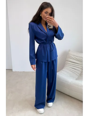 Anette – eleganckie spodnie z wysokim stanem i szeroką nogawką jeansowe | Roco Fashion