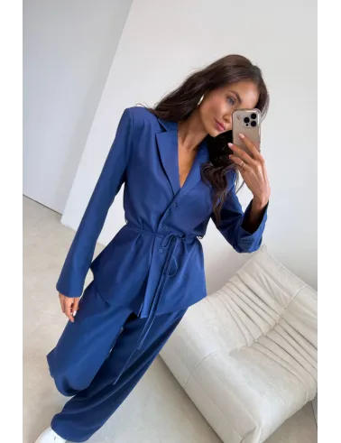 Anette – eleganckie spodnie z wysokim stanem i szeroką nogawką jeansowe | Roco Fashion