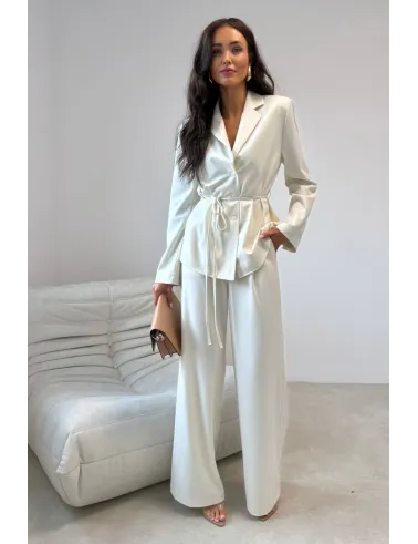 Anette – elegante Palazzo-Hose mit High Waist in Vanille | Roco Fashion