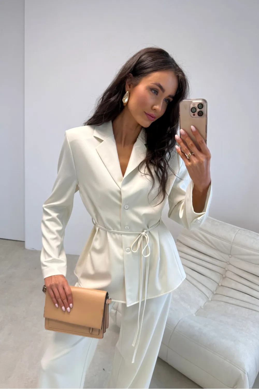 Anette – elegante Palazzo-Hose mit High Waist in Vanille | Roco Fashion