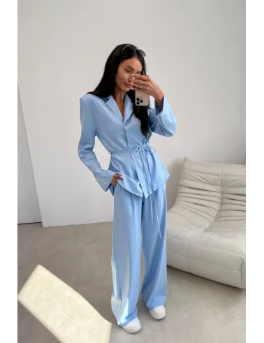 Anette – elegante Palazzo-Hose mit High Waist und weitem Bein in Himmelblau | Roco Fashion