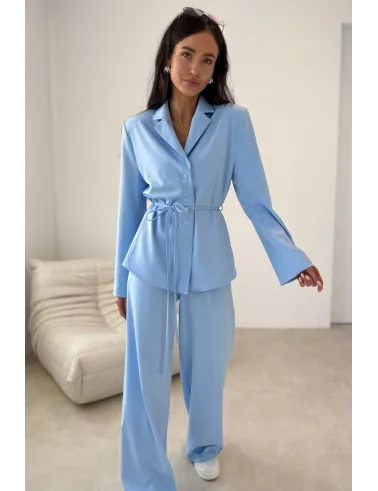 Anette – elegante Palazzo-Hose mit High Waist und weitem Bein in Himmelblau | Roco Fashion