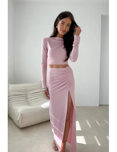 Linnea – minimalistyczna bluzka z długim rękawem i dopasowanym fasonem w kolorze różowym | Roco Fashion